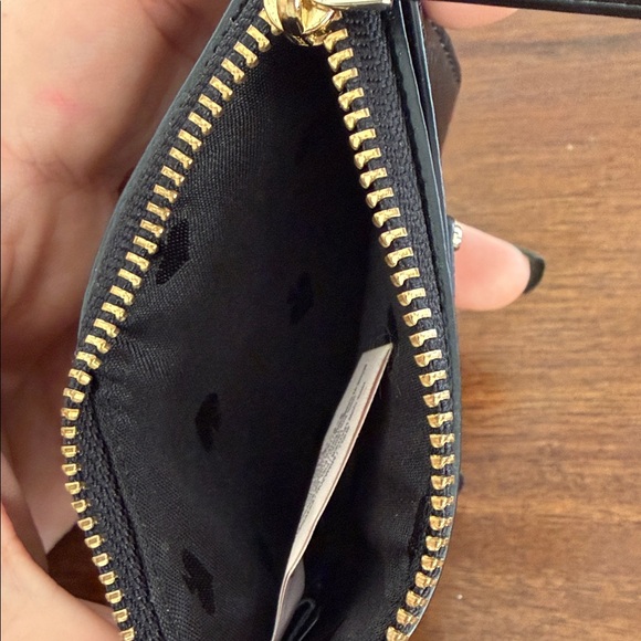 Kate Spade Black Leather Zip Pouch Card Wallet - Picture 4 of 4